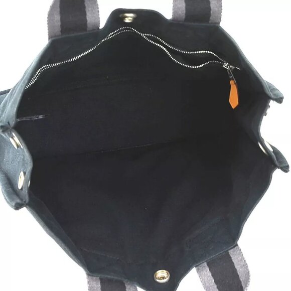 Auth HERMES Fourre Tout Handbag Tote Bag Black/Grey Cotton - e59933g - Picture 5 of 10